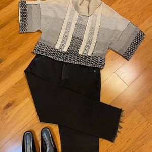 LOFT black, high-waist, straight crop jeans, 8